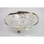 Early George VI silver bon bon dish raised on three ball feet, plain polished body, replacement