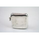 Early 20th century silver vesta case, plain polished curved square form, makers Smith & Bartlam,