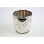 Edwardian silver beaker, engraved personalisation, makers Goldsmiths & Silversmiths Co Ltd, London