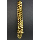 Edwardian 9ct yellow gold padlock clasp curb link bracelet, each link and the clasp hallmarked 9ct