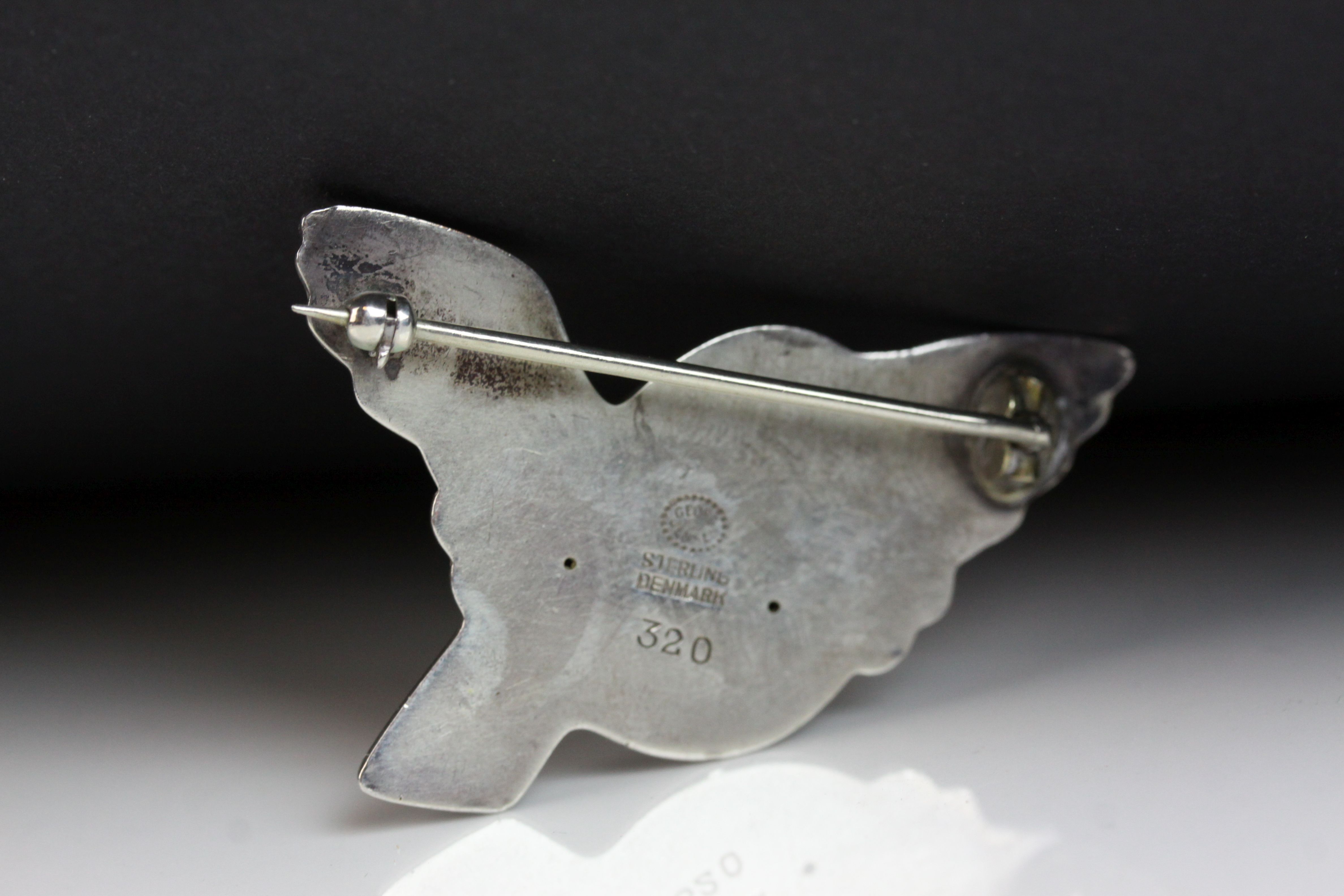 Arno Malinowski for Georg Jensen; a sterling silver brooch modelled as a bird with wings - Image 3 of 3