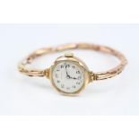 Gaydon 9ct rose gold ladies' wristwatch with 9ct rose gold spring link bracelet strap, silvered