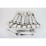 Four matched early Victorian silver teaspoons, fiddle pattern, initialled terminal, makers Josiah