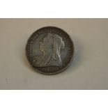 A British Queen Victoria Veiled Head 1897 silver full crown coin.