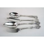 19th century Kings pattern and Queens pattern silver flatware comprising dessert spoon, serving