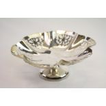 Silver pierced pedestal bowl, flower head form, makers Viners Ltd, Sheffield 1965, diameter approx