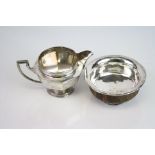 George V silver milk jug, decorative border and foot, makers Mappin & Webb, Sheffield 1926