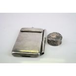 Early 20th century silver notebook and pencil holder, the plain polished rectangular case opening to