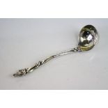Victorian silver sugar sifter spoon, the terminal modelled as a boar's head, entwined stem, makers