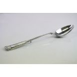 Silver shell, thread and fiddle pattern serving spoon, initialled terminal, stamped sterling to