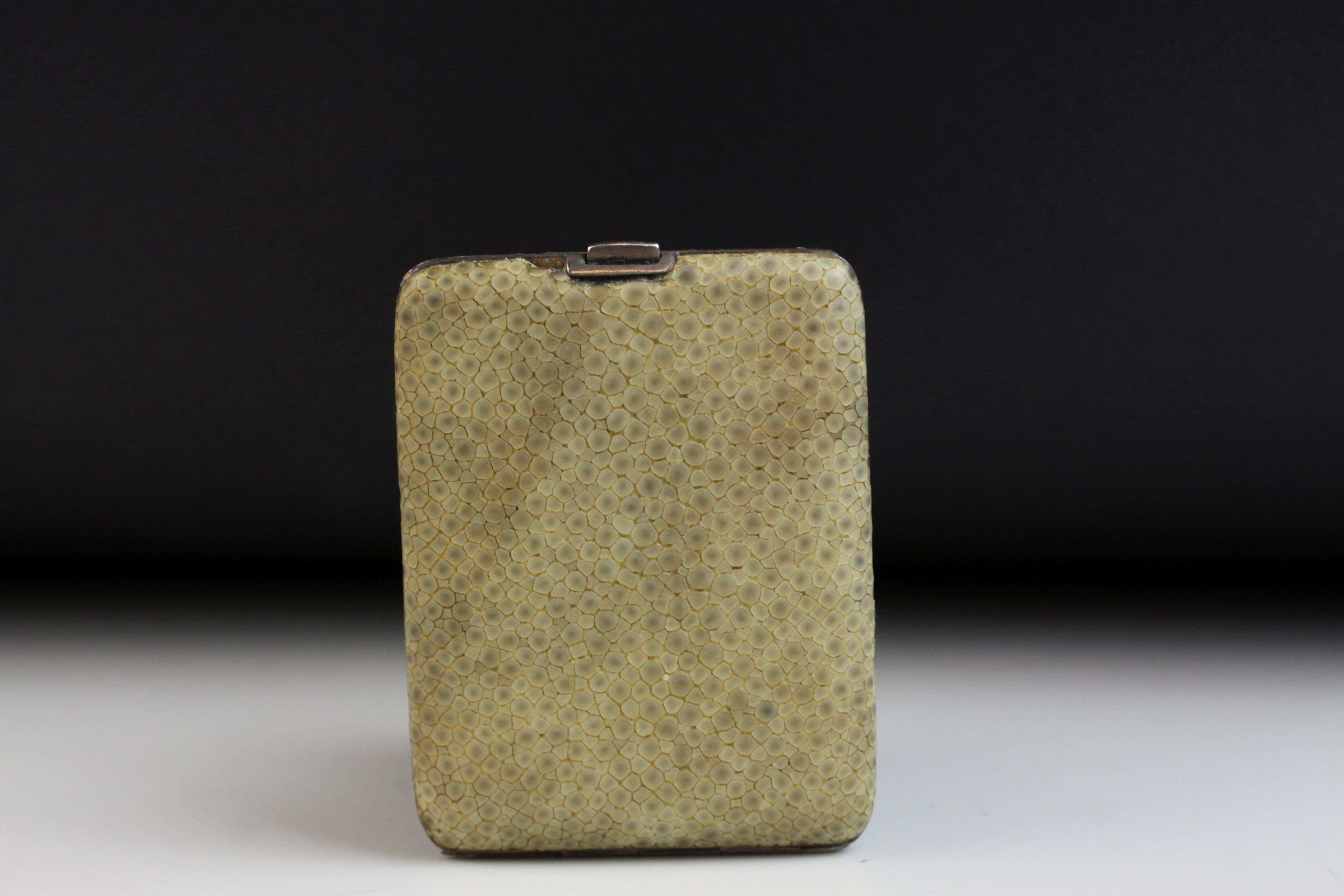 Shagreen silver small cigarette case, makers Collett & Anderson, London 1932, length approx 6cm - Image 2 of 5