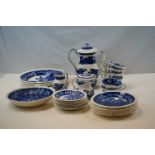 A quantity of Spode blue and white to include Italian, Tower teapot cups saucers etc.