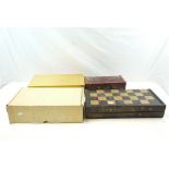 A quantity of chess sets, chess boards etc to include Chinoiserie games board.