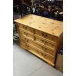 Pine Chest of Two Short over Three Long Drawers, 92cms wide x 72cms high