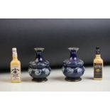 Pair of Royal Doulton Stoneware Miniature Vases and Two Royal Doulton Jim Beams Bottles