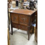 Early 20th century Mahogany Cupboard / Cabinet, the two cupboard doors carved with classical urns,