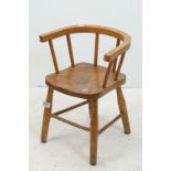 19th century Elm Seated Horse shoe Shaped Child's Chair with Spindle Back