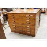 Early 20th century Oak Plan Chest (in two sections ), the Eight Drawers with Oak Block Handles,