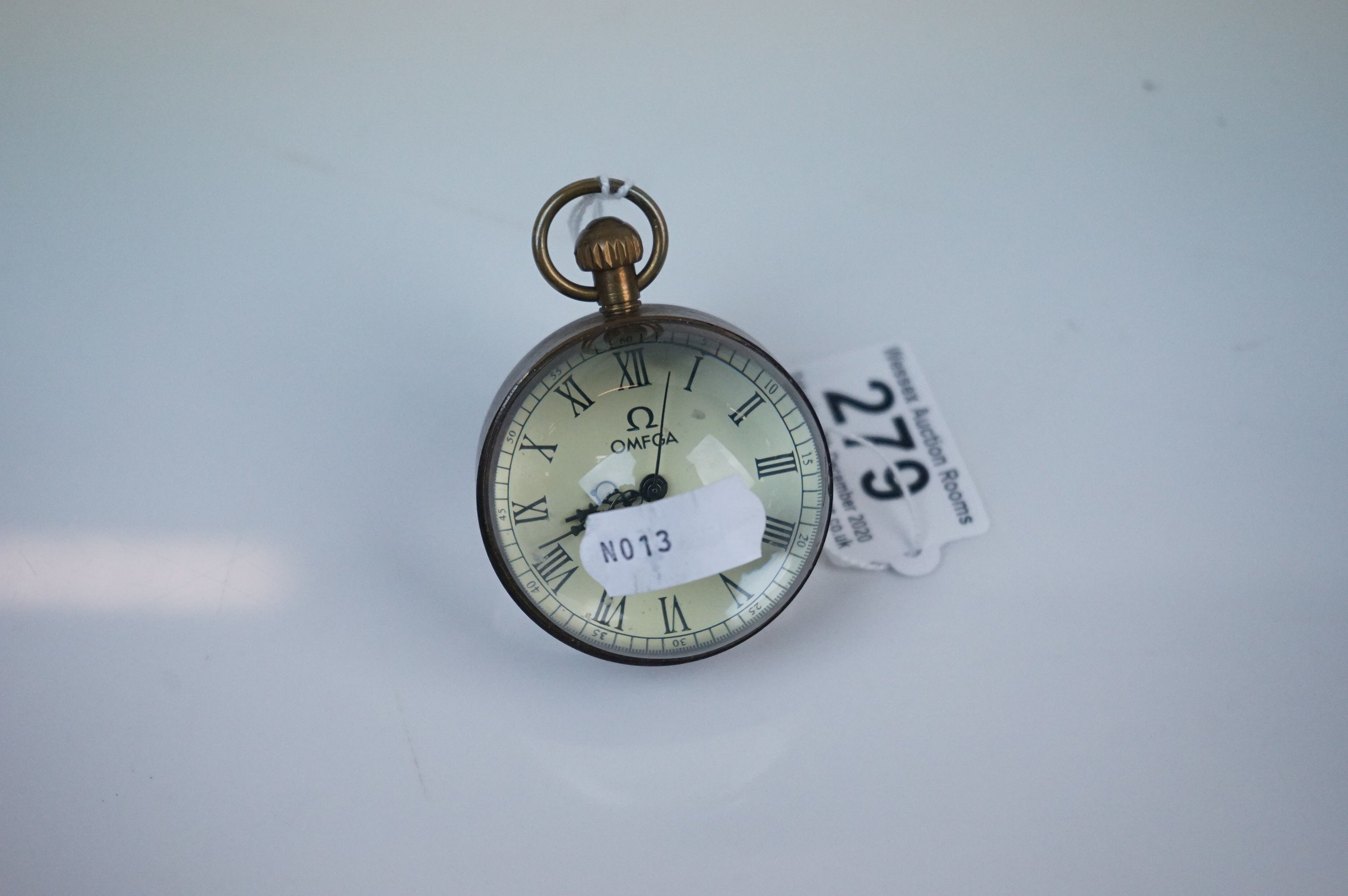 Brass and Glass Cased Bulls Eye Pocket Watch - Bild 6 aus 6