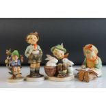 Four Goebel Hummel Figures including Brother (95) and Girl reading Book (8)