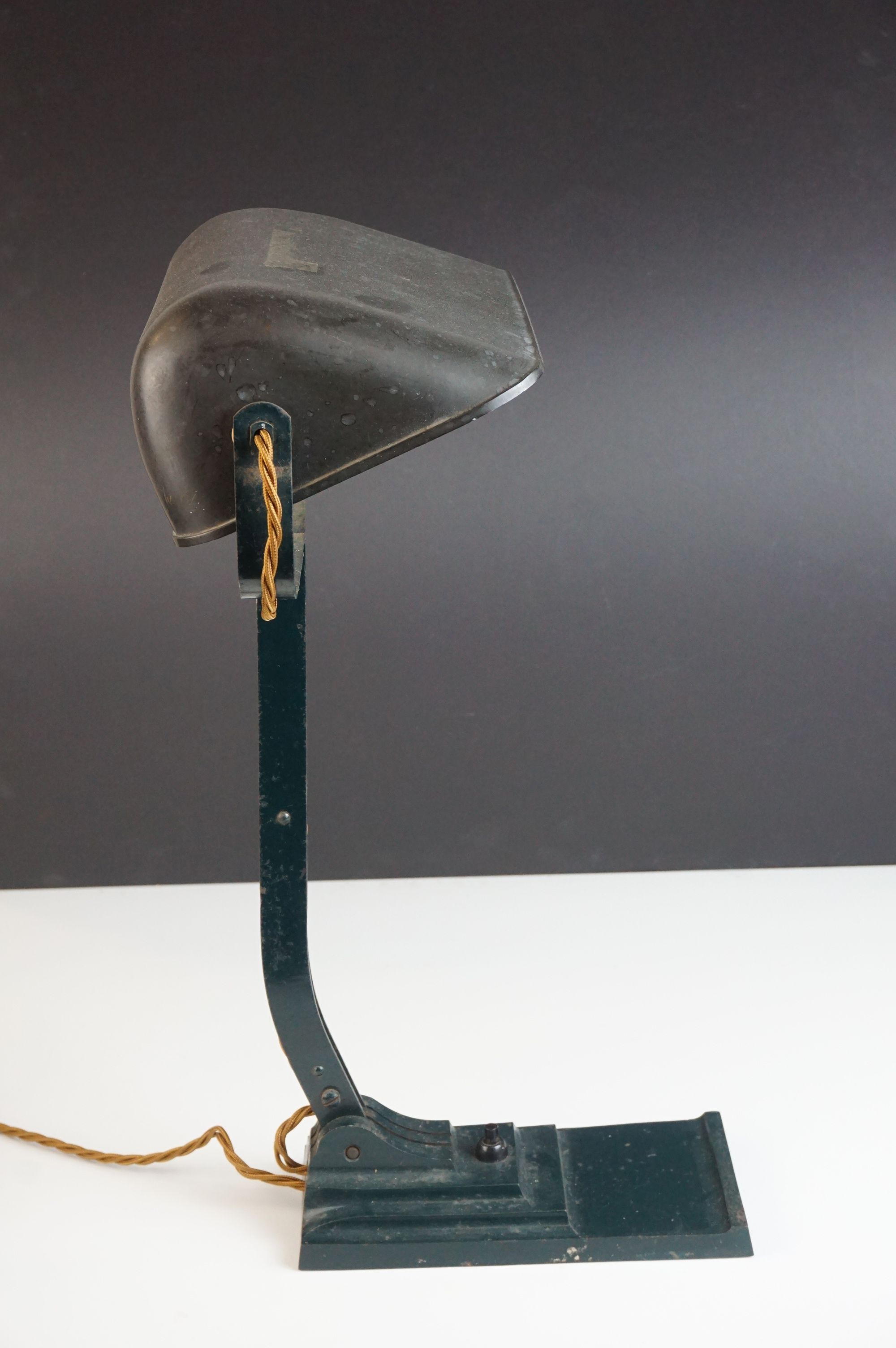 Art Deco 1930's Bauhaus ' Erpe ' model 52 Banker's Lamp with Bakelite Shade and Metal Base, - Image 2 of 5