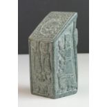 Profusely Hardstone Carved South American Aztec style Plinth in the form of a paperweight