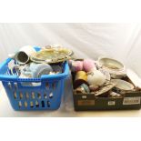 Large quantity of ceramics in two boxes to include Majolica, Lustre, Masons ironstone etc.