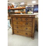 Victorian Mahogany Scottish Chest of Two Short over Three Long Drawers, 125cms wide x 111cms wide