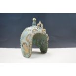 Patinated Bronze and Gilt Replica Thai Helmet, 26cms high