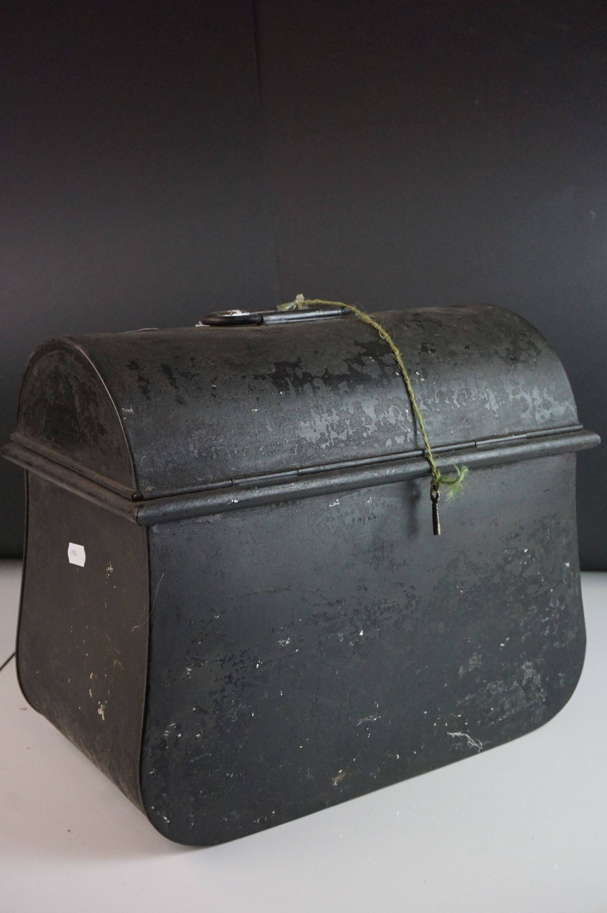 Victorian Black Metal Cash / Strong Box, the brass clasp and lock stamped with registration lozenge, - Image 7 of 7