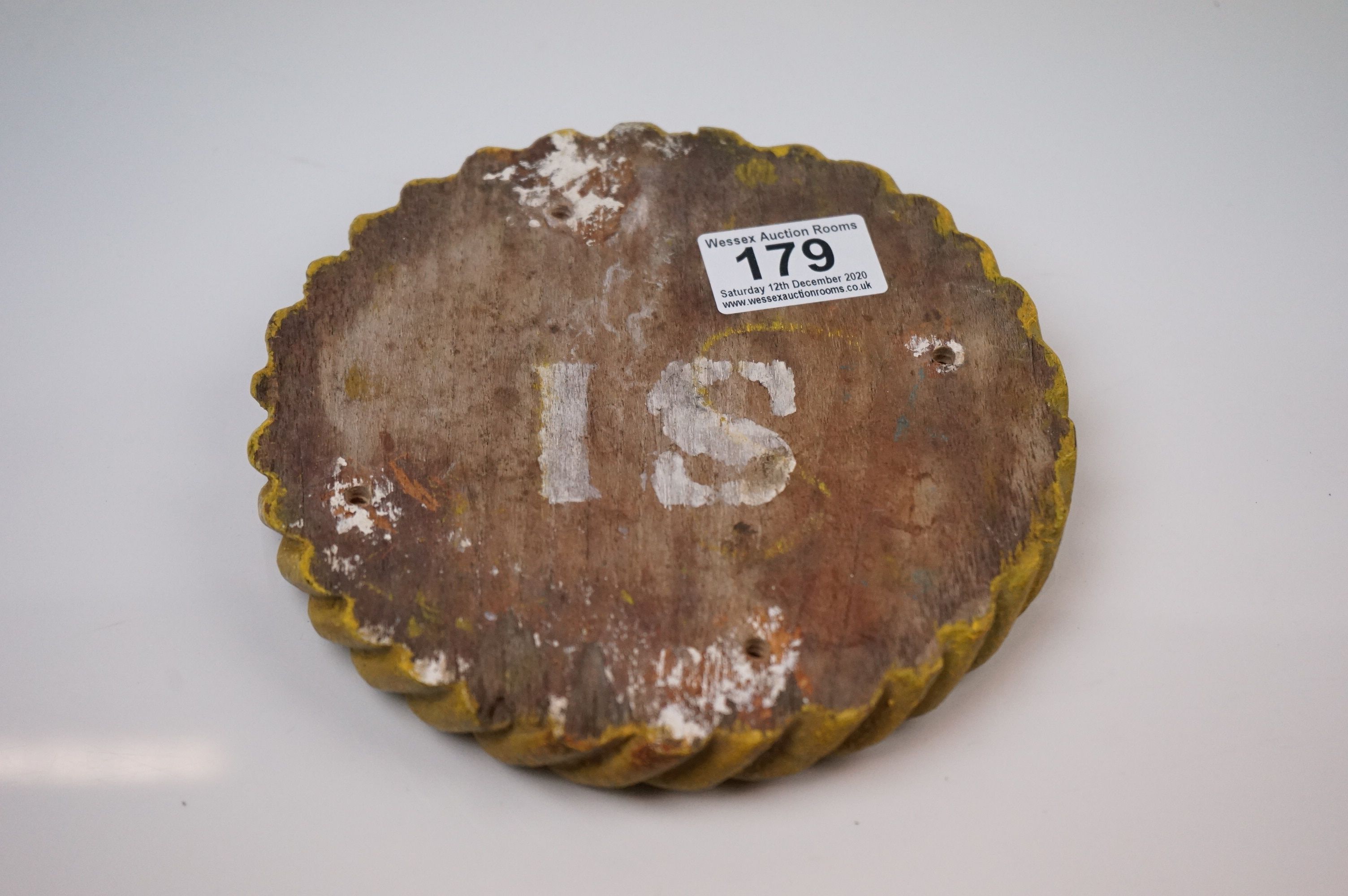 Original Wooden Painted Circular Plaque from a Lifeboat, no. S1 of the New Zealand Shipping - Image 2 of 2