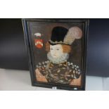 20th century Oil Painting on Board of an Elizabethan Woman, 58cms x 42cms, framed