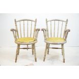 Pair of Late 19th / Early 20th century Elbow Chairs with faux bamboo turned supports and circular