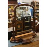 Large Victorian Mahogany Swing Toilet / Dressing Mirror, raised on a shaped base with lift lid