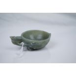 Jade Bowl carved in the form of a Leaf, 9.5cms long