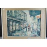 A 20th century impressionist oil painting street scene with figures 40 x 50 cm.