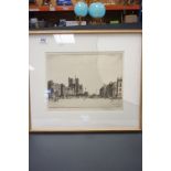 Henry Rushbury RA, Signed Etching of Notre Dame, Paris, 23cms x 32cms, framed (glass broken)