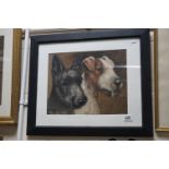 Framed Oil Painting of Jack Russell and a Scottie Dog