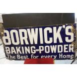 Early to Mid 20th century Advertising Enamel Sign ' Borwicks Baking Powder ', 93cms x 46cms
