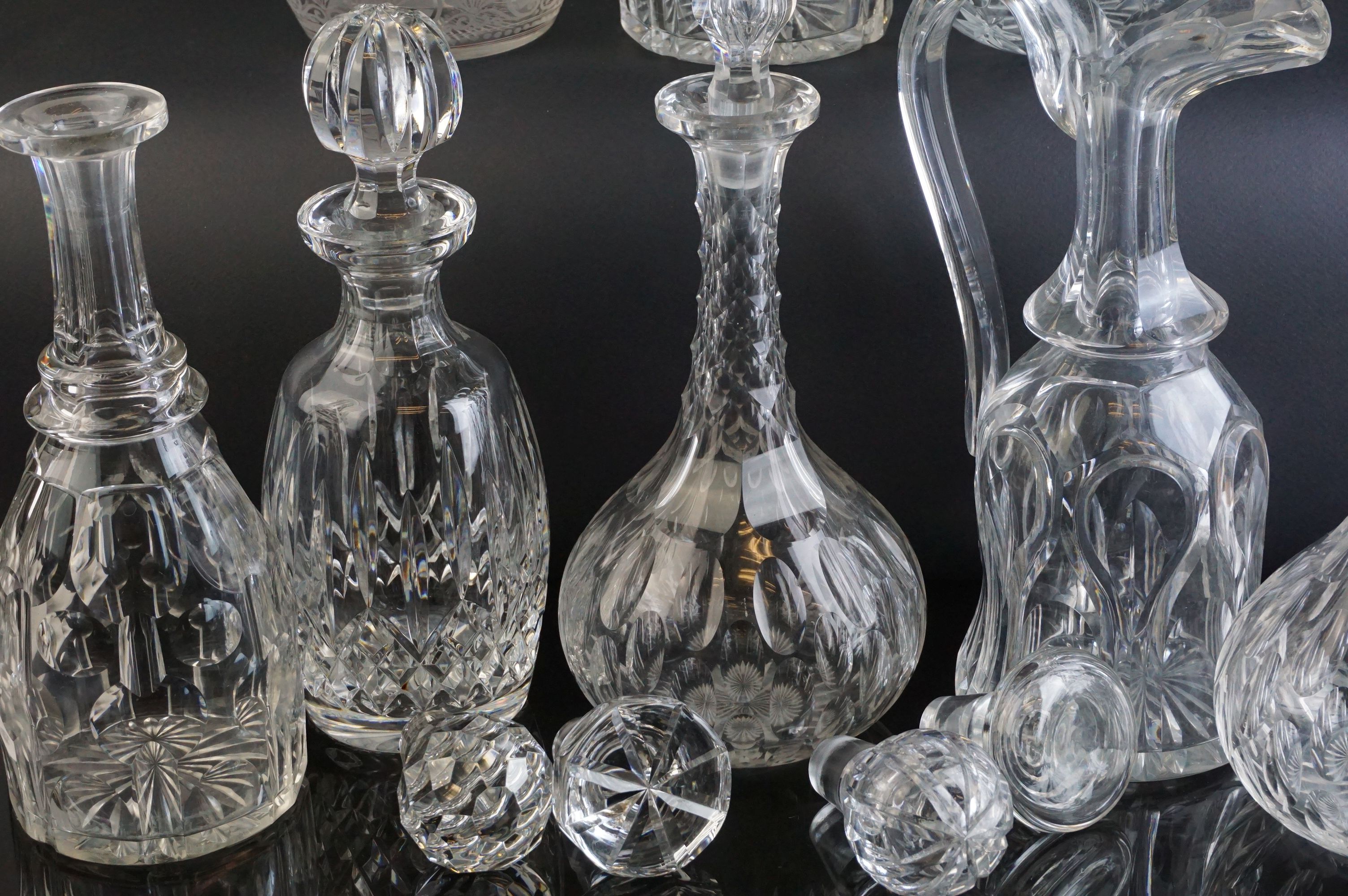 Collection of Nine Decanters and a Claret Jug, some with matched stoppers, together with a - Image 2 of 9