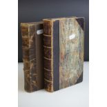 Two Leather Bound Books including one with Middle Eastern Text and the other a Bible in Hebrew Text