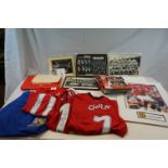 Three signed Manchester utd football shirts Van Nistelrooy,Ryan Giggs and Michael Owen together with