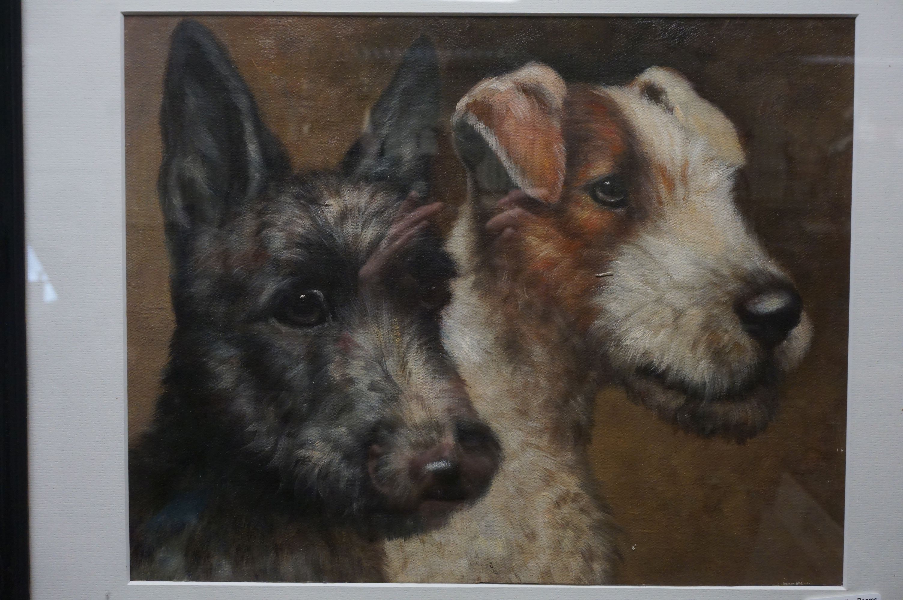 Framed Oil Painting of Jack Russell and a Scottie Dog - Bild 2 aus 2