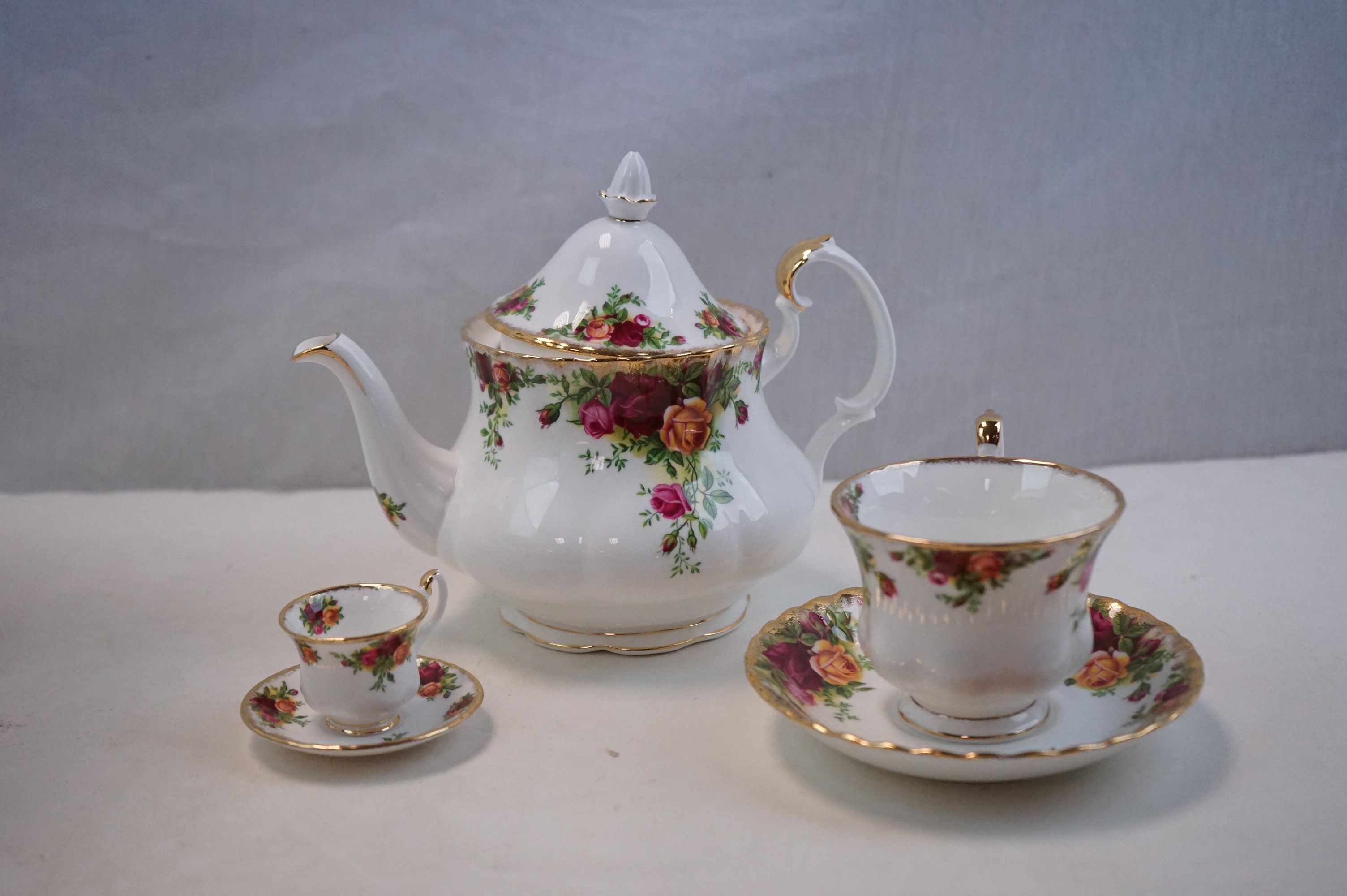 A Royal Albert Country Roses part tea set to include cups and saucers teapot bowl etc. - Image 2 of 6