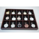 Collection of Fifteen Pocket Watches with a Hanging Display Case