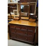 Late Victorian Mahogany Dressing Chest, the upper section with swing mirror between two drawers,