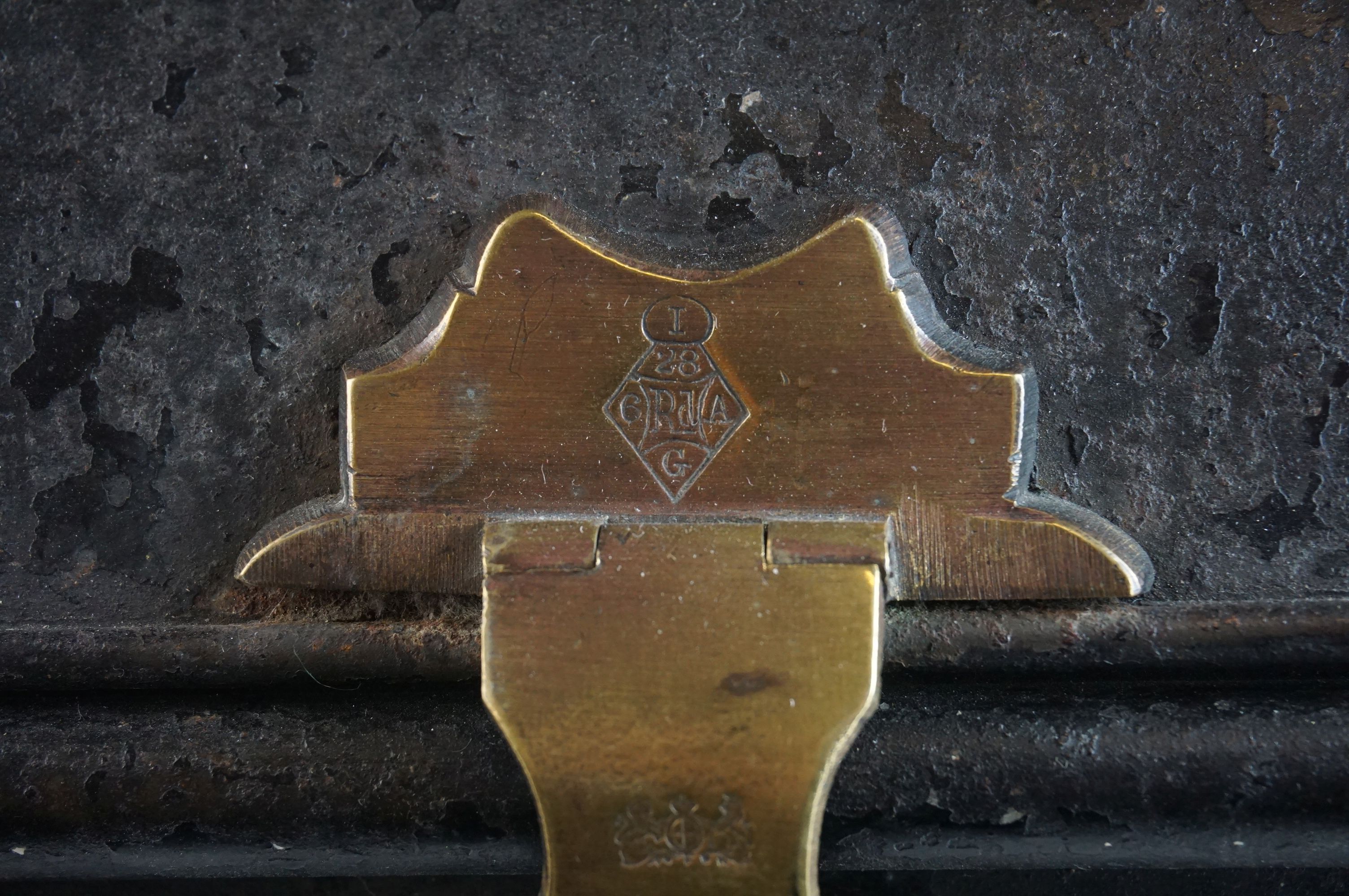 Victorian Black Metal Cash / Strong Box, the brass clasp and lock stamped with registration lozenge, - Image 5 of 7