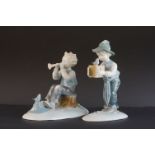 Metzier & Ortoff, Germany, Boy and Bird Figures in the Nao / Lladro colours