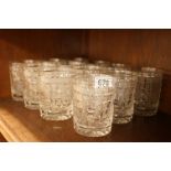 Set of twelve cut glass tumblers, with hobnail cut decoration