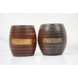 Two Teak Wooden Barrels, one made from the decking of the Mauretania (the old lady of the Atlantic),